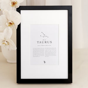 Stier Sterrenbeeld Instant Download Print Wall Art Zodiac Afdrukbare Housewarming Taurus Gift Astrologie Digitale Download, A4, A3