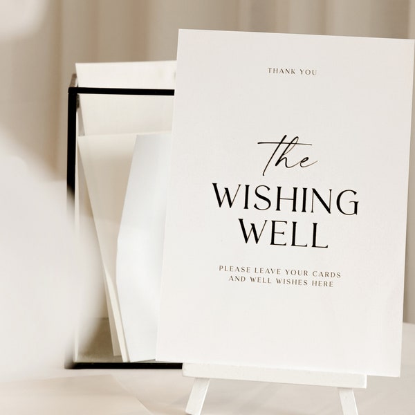 Wedding Wishing Well Sign Editable Minimal Wedding Wishing Well Signage Template Print at Home Minimal Wedding Signage