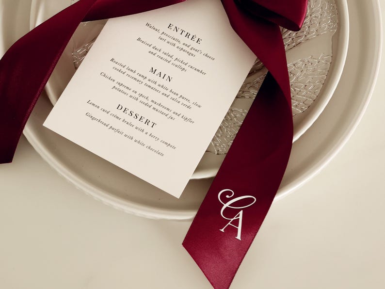 Personalised Wedding Logo Ribbon Custom Satin Ribbon for Wedding Menus ...