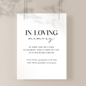 In Loving Memory Template, Wedding signage, Table decor at wedding, Minimal Wedding, Digital Download, KHYA,  8x10"