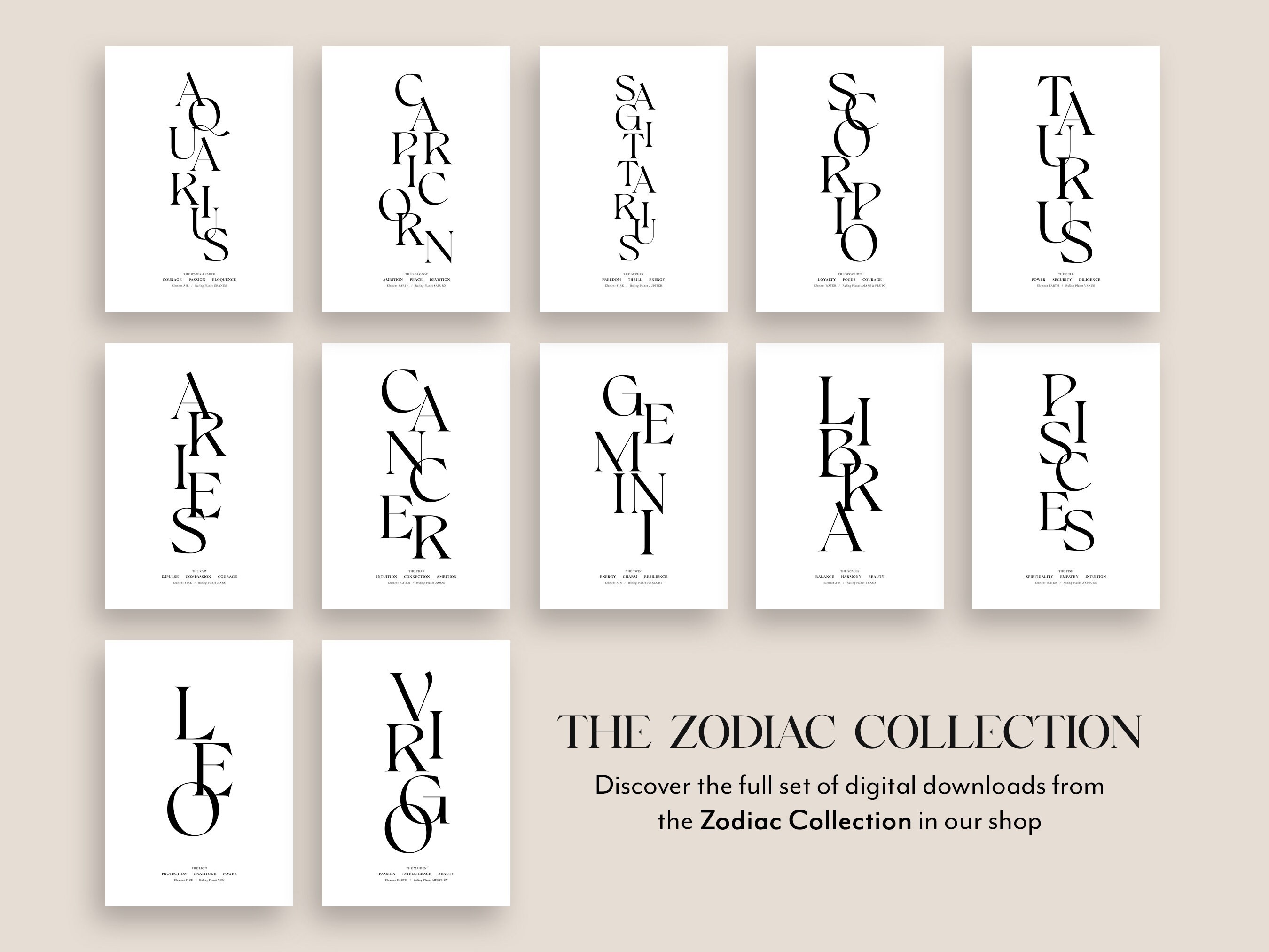 Taurus Star Sign Wall Art Print Taurus Zodiac Printable Download Print