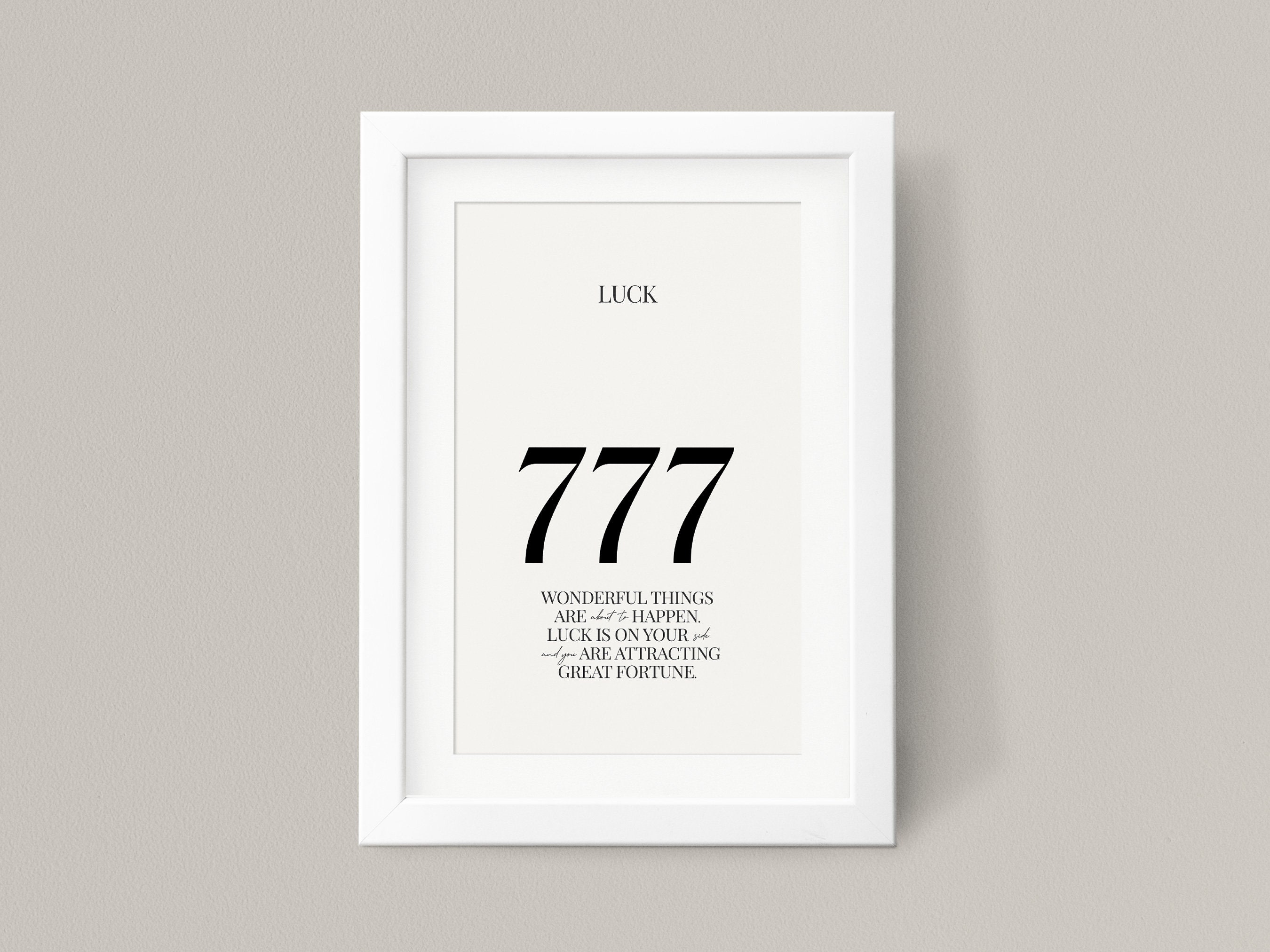 777 Angel Number -luck, Digital Download, Angel Number Poster