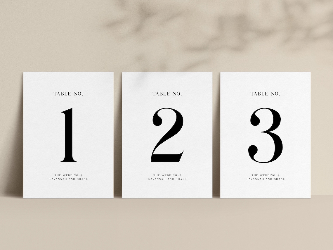 Wedding Table Numbers Simple Print Table Number for Event Table Decor ...