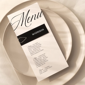 Plantilla digital de menú y tarjeta de presentación Menú de boda, Decoración de mesa de evento Decoración de comedor de boda personalizable, Despedida de soltera, Descarga instantánea
