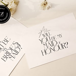 Tarjetas de propuesta personalizadas ¿Serás mi tarjeta de dama de honor? Tarjetas de fiesta nupcial de dama de honor, regalo para dama de honor, papelería de boda mínima