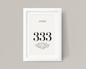 333 Angel Number -Support, Digital Download, Angel Number Poster, Spiritual Poster, Aesthetic room decor, printable wall art, A4