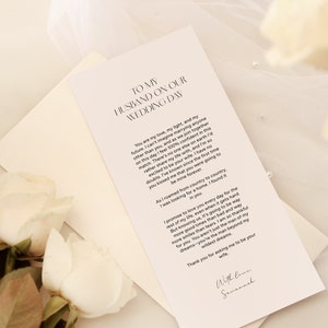 Tarjeta para mi esposo en el día de mi boda Tarjeta minimalista para el día de la boda Papelería para bodas Tarjeta para la mañana de la boda