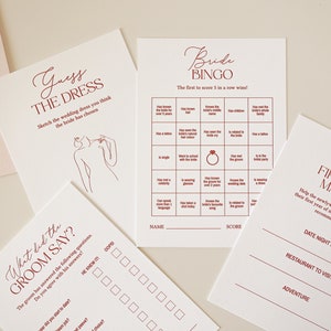 Giochi per la festa nuziale Love Fest 13 biglietti minimalisti da stampare a casa per il tè in cucina Giochi per la sposa in arrivo stampabili Modelli di giochi per accessori per feste