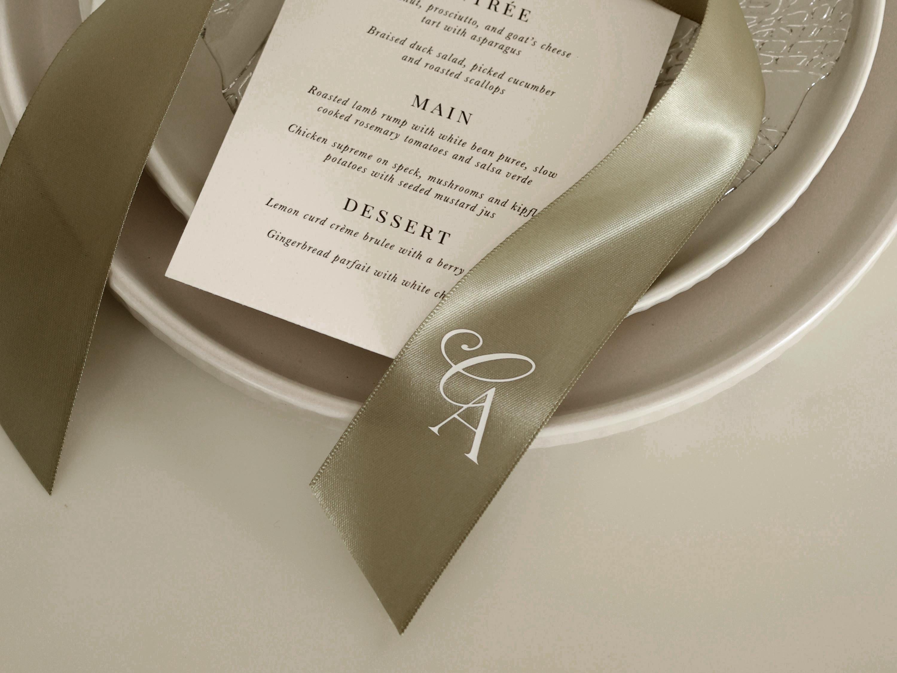 Personalised Wedding Logo Ribbon Custom Satin Ribbon for Wedding Menus ...