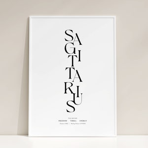 Sagittarius Star Sign, Instant Download Print, Simple Print, Sagittarius Gift, Zodiac Printable, Astrology Digital Download, A3