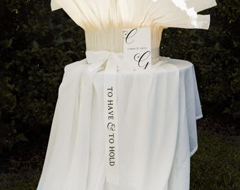To Have & To Hold Ribbon Band Wishing Well Wedding Table Wedding Gift Box Ribbon Satin Ribbon with Black Vinyl Text Reception Gift Band