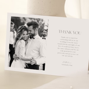Thank You Cards Editable Template Print at Home Minimal and Modern Thank You Wedding Cards For Guests Simple Editable Cards