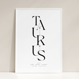 Taurus Star Sign Wall Art Print Taurus Zodiac Printable Download Print Taurus Gift For Her Taurus Print Astrology Digital Download