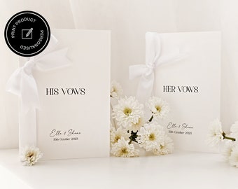 Vow Card Set for Bride and Groom Print Ready - Personalized Wedding Vow Cards Customizable Wedding Keepsake - On the day Wedding Stationary