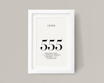 555 Angel Number -Change, Digital Download, Angel Number Poster, Spiritual Poster, Aesthetic room decor, printable wall art, A4