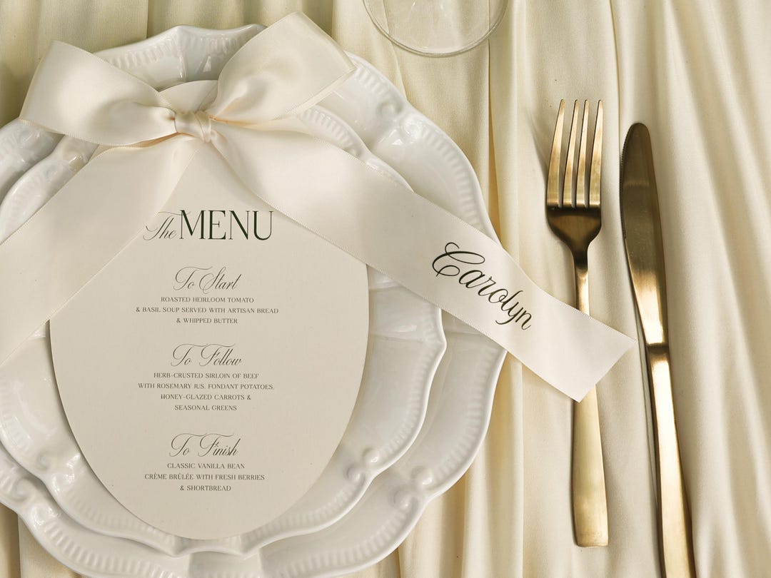 Setting Name Personalised Name Ribbon Wedding Place Setting Name Card - Etsy