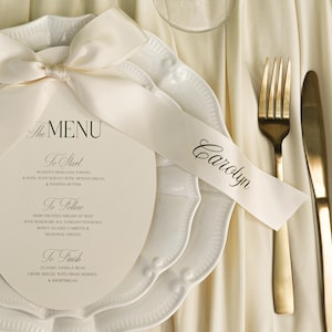 Personalised Name Ribbon Wedding Place Setting Name Card