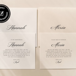 Tarjeta de agradecimiento de boda minimalista personalizada para mi dama de honor Tarjeta de agradecimiento de dama de honor personalizada con diseño minimalista