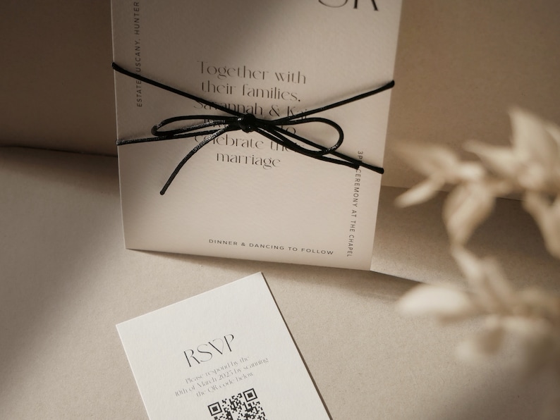 Wedding Invitation Template Print at Home Wedding Bundle Wedding Invite Minimal Wedding Invite RSVP Card with QR Code Simple Editable Invite image 8