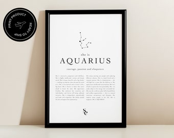 Signature Zodiac Print A4 | Personalized Astrological Art Gifts Celestial Zodiac Wall Art,Astrology Print Birthday Gift, Print Ready