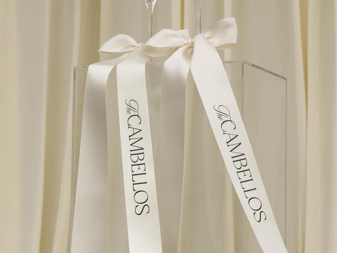 Personalised Wedding Name Ribbon Set Champagne Bottle Ribbon Reception ...