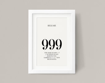 999 Angel Number - Release, Digital Download, Angel Number Poster, Spiritual Poster, Aesthetic room decor, printable wall art, A4