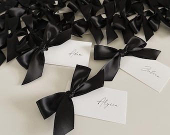 Minimal Name Cards Printed Place Cards with Satin Ribbon Custom Guest Name Cards Weddings Wedding Stationery Personalized Name Card, NORA
