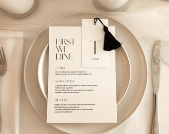 Wedding Bundle Menu and Name Card Digital Template Minimal Bundle Menu Template Wedding Simple Name Placement Card for Table