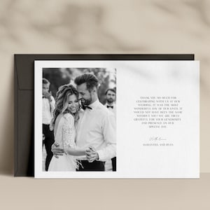 Hochzeit Dankeskarte Druckvorlage -Front & Back Design, Hochzeit Briefpapier, Minimal Vorlage, Foto Dankeschön Karte, KYA