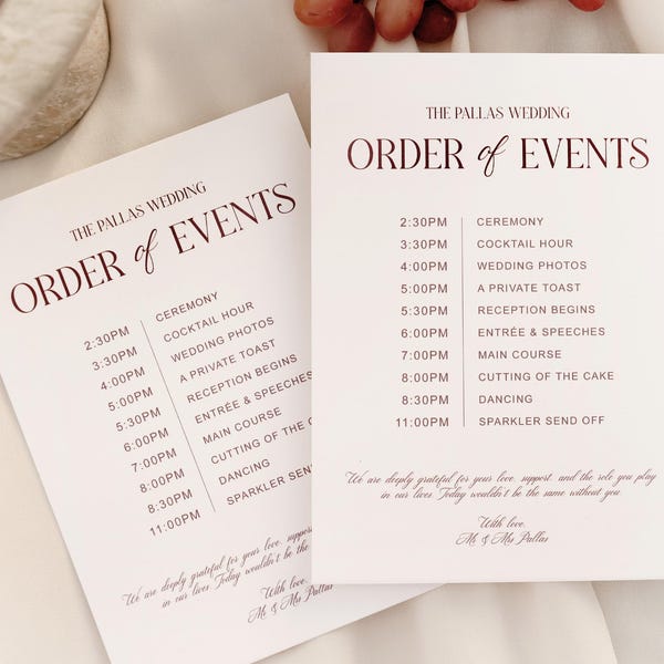 Wedding Program Template Editable Order Of Events Sign A5 Digital Download Modern Itinerary For Ceremony Athena Mediterranean Style