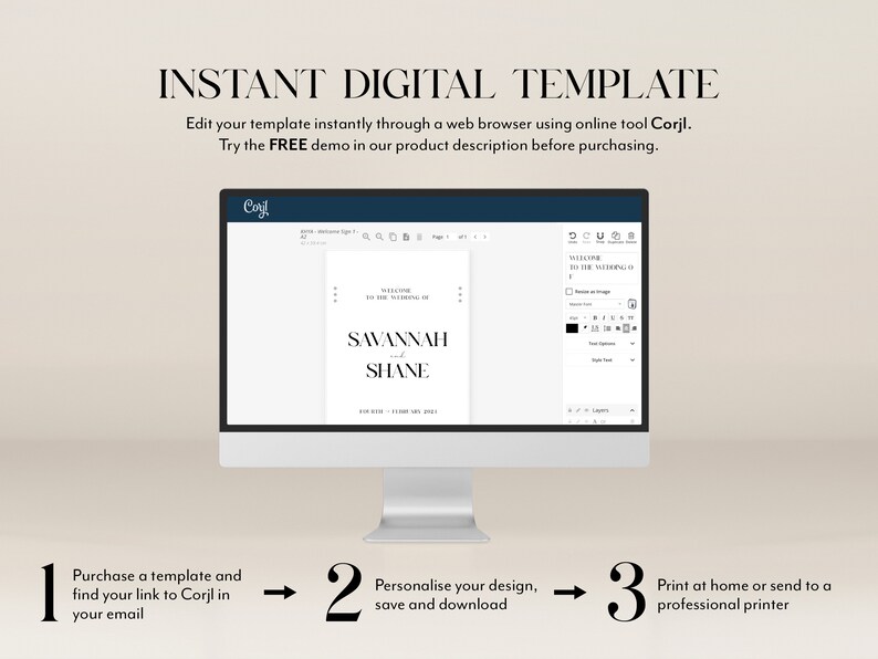 Digital Welcome Note Design Welcome Sign, Editable Welcome Sign, Digital Download, Minimal Wedding ...