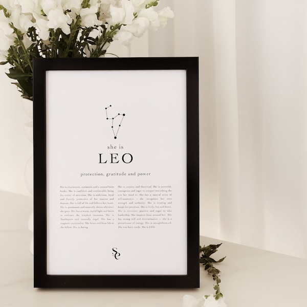 Signature Leo Star Sign Instant Download Print, Zodiac Printable, Leo Gift, Astrology Digital Download, A4, A3