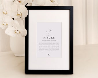 Pisces Star Sign Instant Download Print Pisces Gift Zodiac Printable Astrology Digital Download Gift Pisces Wall Art Digital