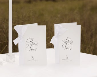 Vow Card Set Digital Printable His and Her Vow Card Set DIY Wedding Keepsake Personalized Vow Card Set for Bride and Groom, Ethereal