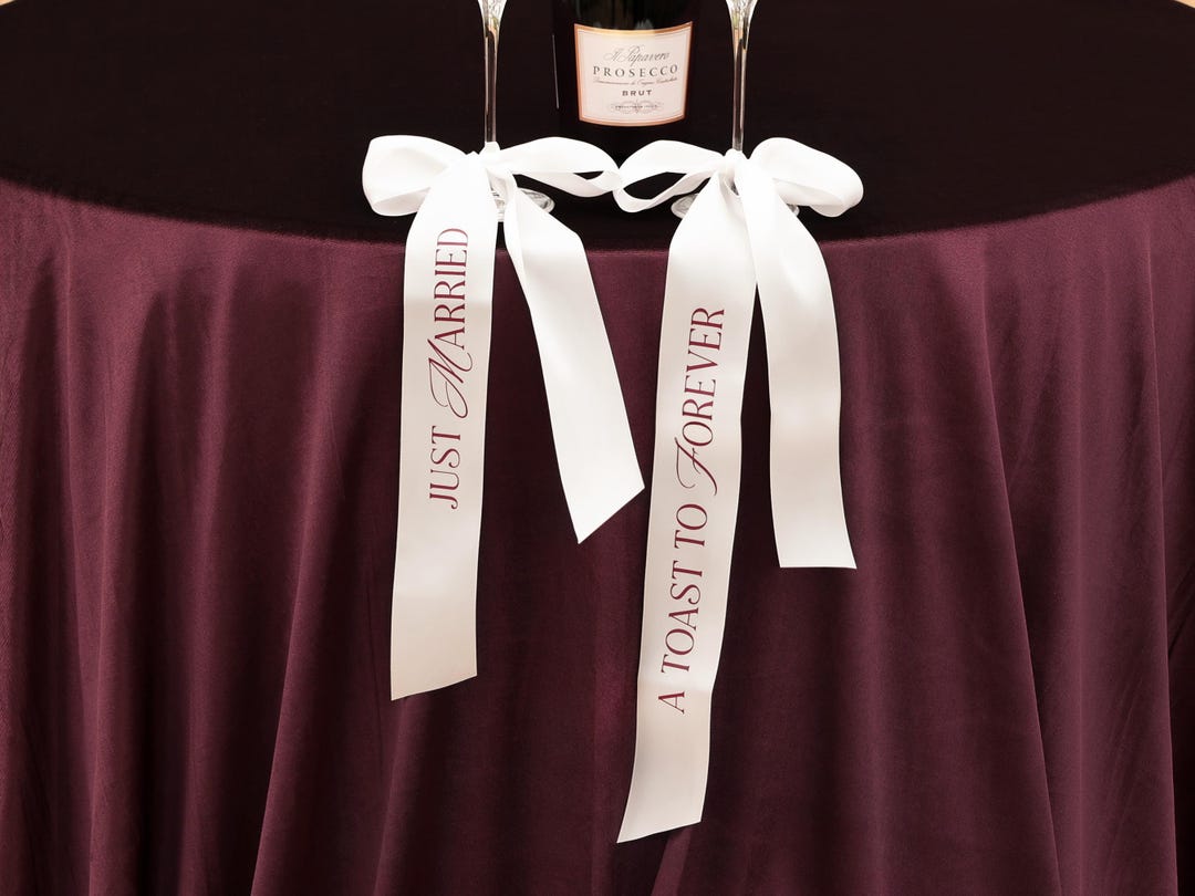 Personlized Bridal Ribbon A Toast to Forever Just Married Ribbon Set ...