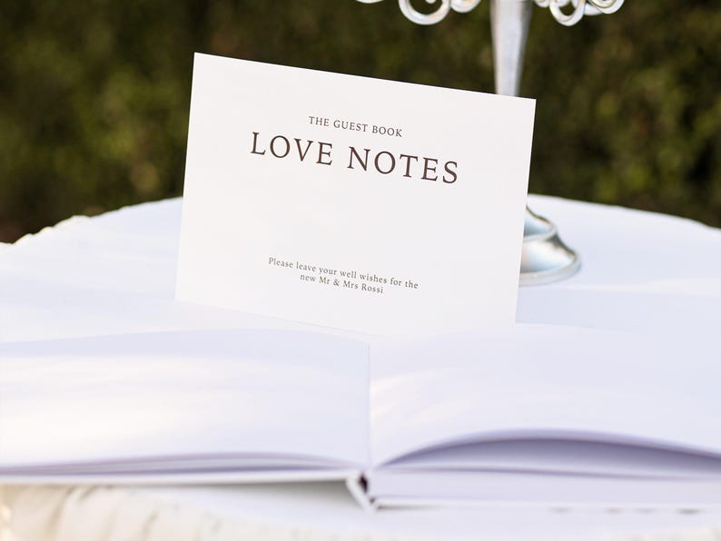 Guest Book Sign Template Love Notes Wedding Sign A5 Digital Download ...