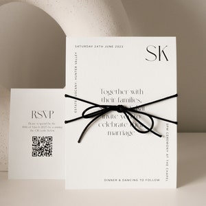 Wedding Invitation Template Print at Home Wedding Bundle Wedding Invite Minimal Wedding Invite RSVP Card with QR Code Simple Editable Invite image 9