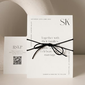 Modèle de faire-part de mariage à imprimer à la maison Lot de mariage Faire-part de mariage Faire-part de mariage minimal Carte RSVP avec code QR Invitation modifiable simple