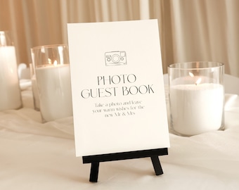 Photo Guest Book Template Minimal Guest Book Editable Template Simple and Minimal Wedding Signage Print At Home Editable Template