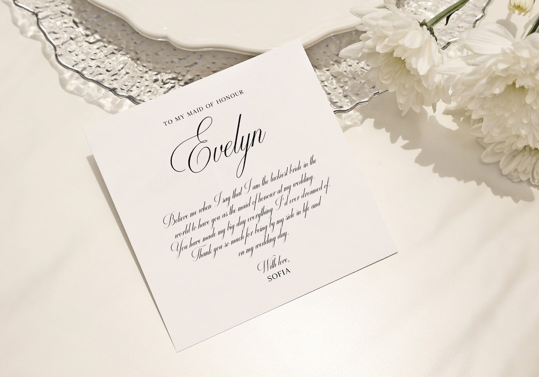 Bridal Party Thank You Card Digital Download Wedding Morning Keepsake ...