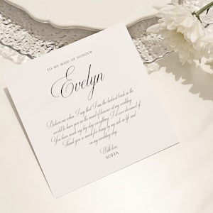 Carte de remerciement de fête nuptiale en téléchargement numérique, souvenir du matin de mariage à ma demoiselle d'honneur, impression de remerciement à la maison, éthéré