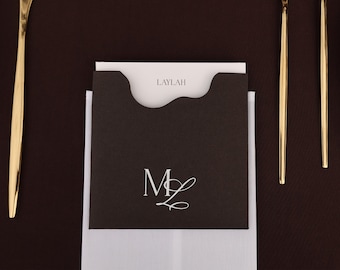 Brown Wedding Thank You Card Template Square Place Card Cricut Sleeve Editable