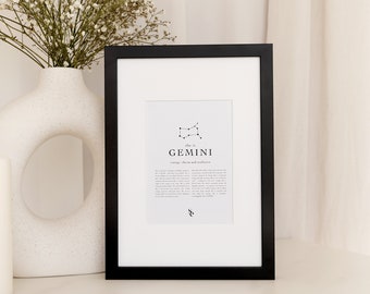 Signature Gemini Star Sign Instant Download Print, Gemini Gift