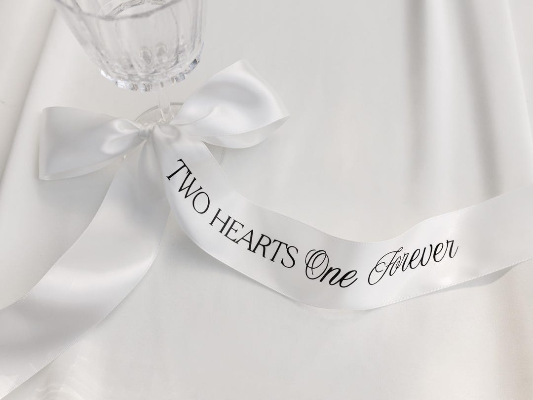 Wedding Ribbon Set Two Hearts One Forever Satin Ribbons Personalised ...