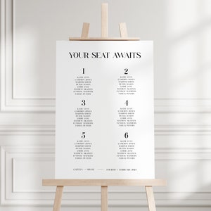Wedding Seating Sign Template, Portrait & Landscape - Size A2, Editable Seating Plan Sign, Digital download, Minimal Wedding Sign