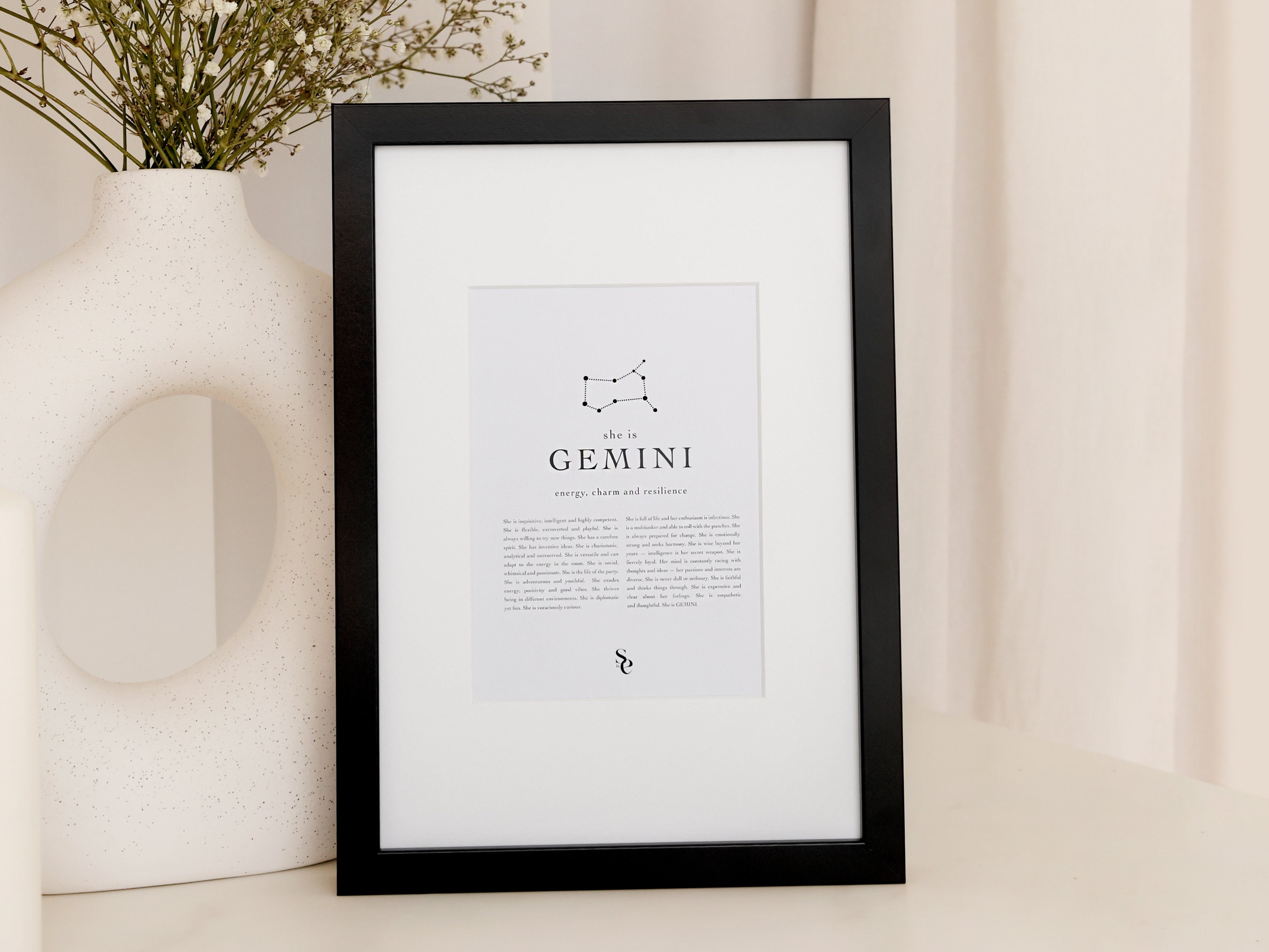 Signature Gemini Star Sign Instant Download Print, Gemini Gift