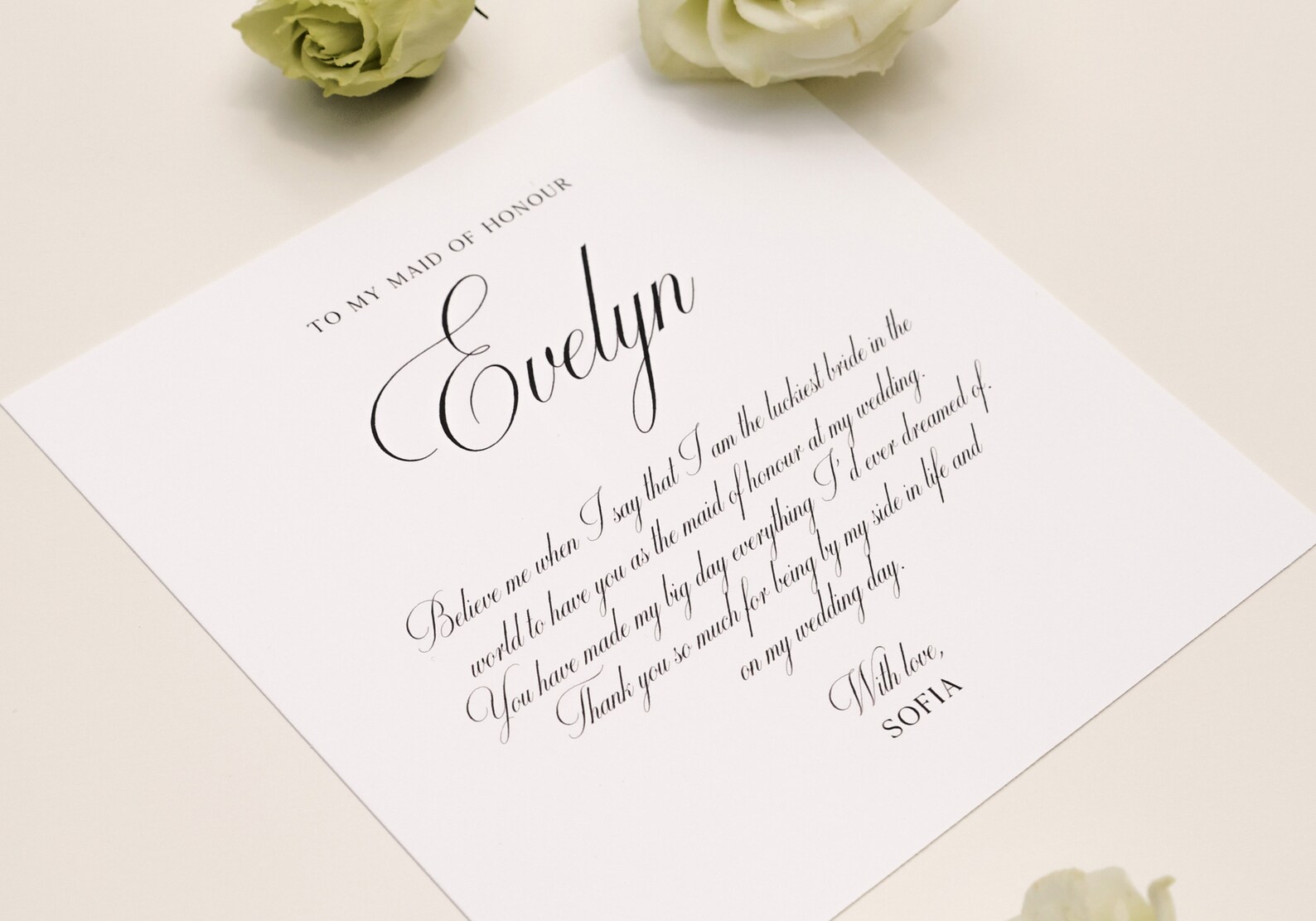 Bridal Party Thank You Card Digital Download Wedding Morning Keepsake ...