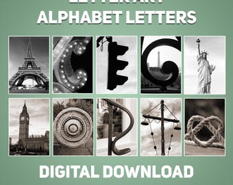 Letter Art Photography Alphabet: Black & White Sepia (Digital Download)