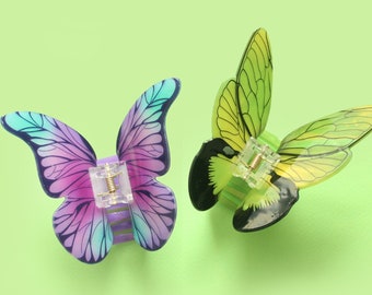 Butterfly floral spring summer hair claw clip/ Funny hair claw/ Gift for her/ 1 piece