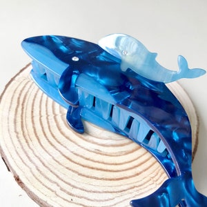 Whale with baby sea creature fun cute hair claw clip matt/ Medium hair claw/ Gift for her/ 1 piece
